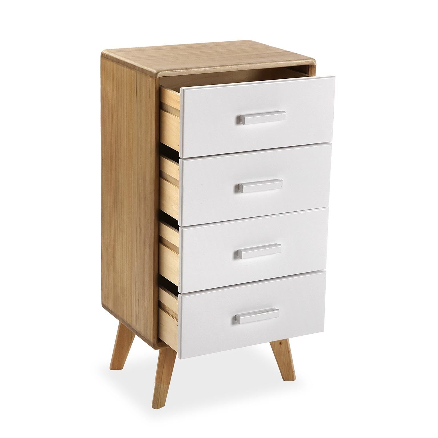 Comodino Nordic Bianco Quattro Cassetti