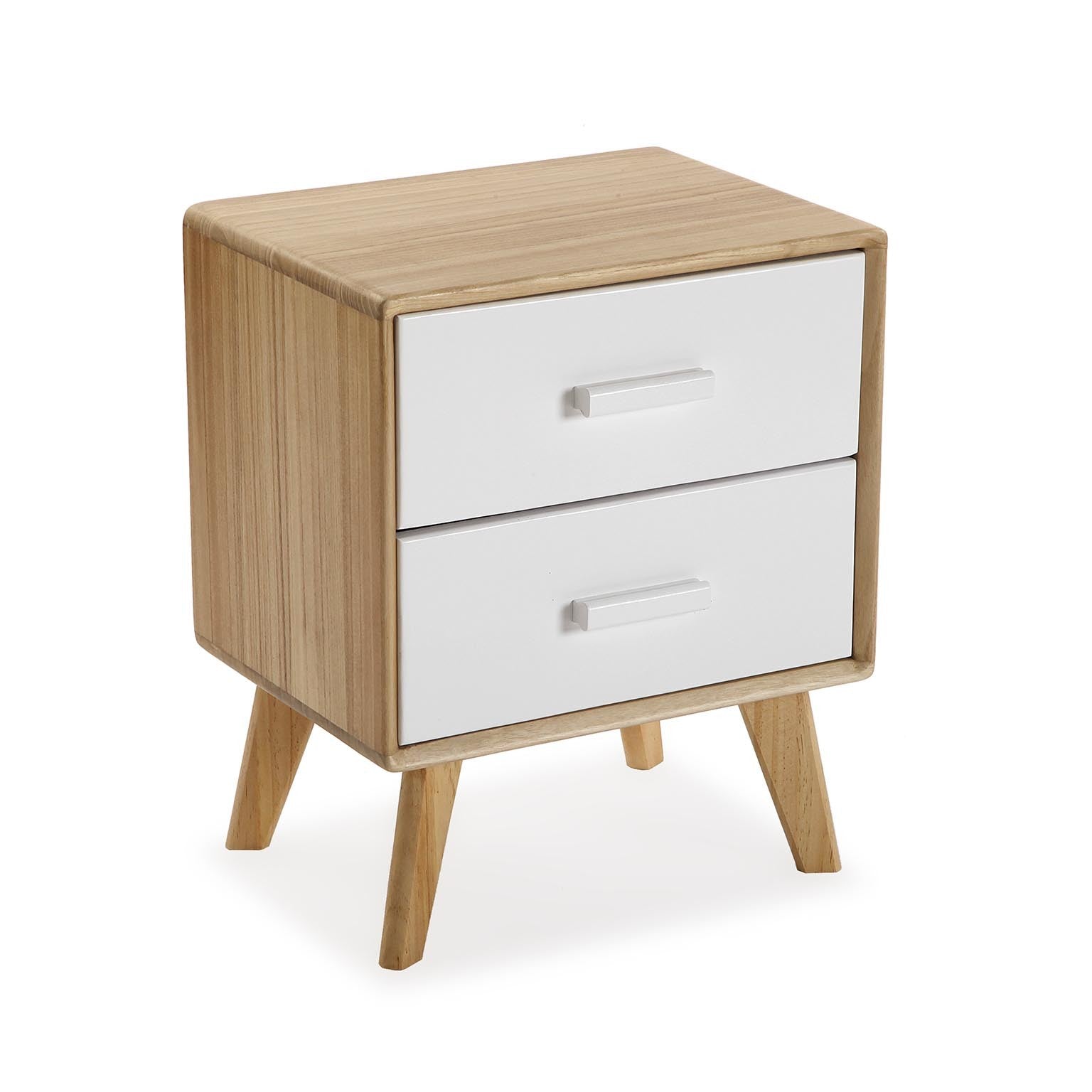 Comodino Nordic Due Cassetti Bianco