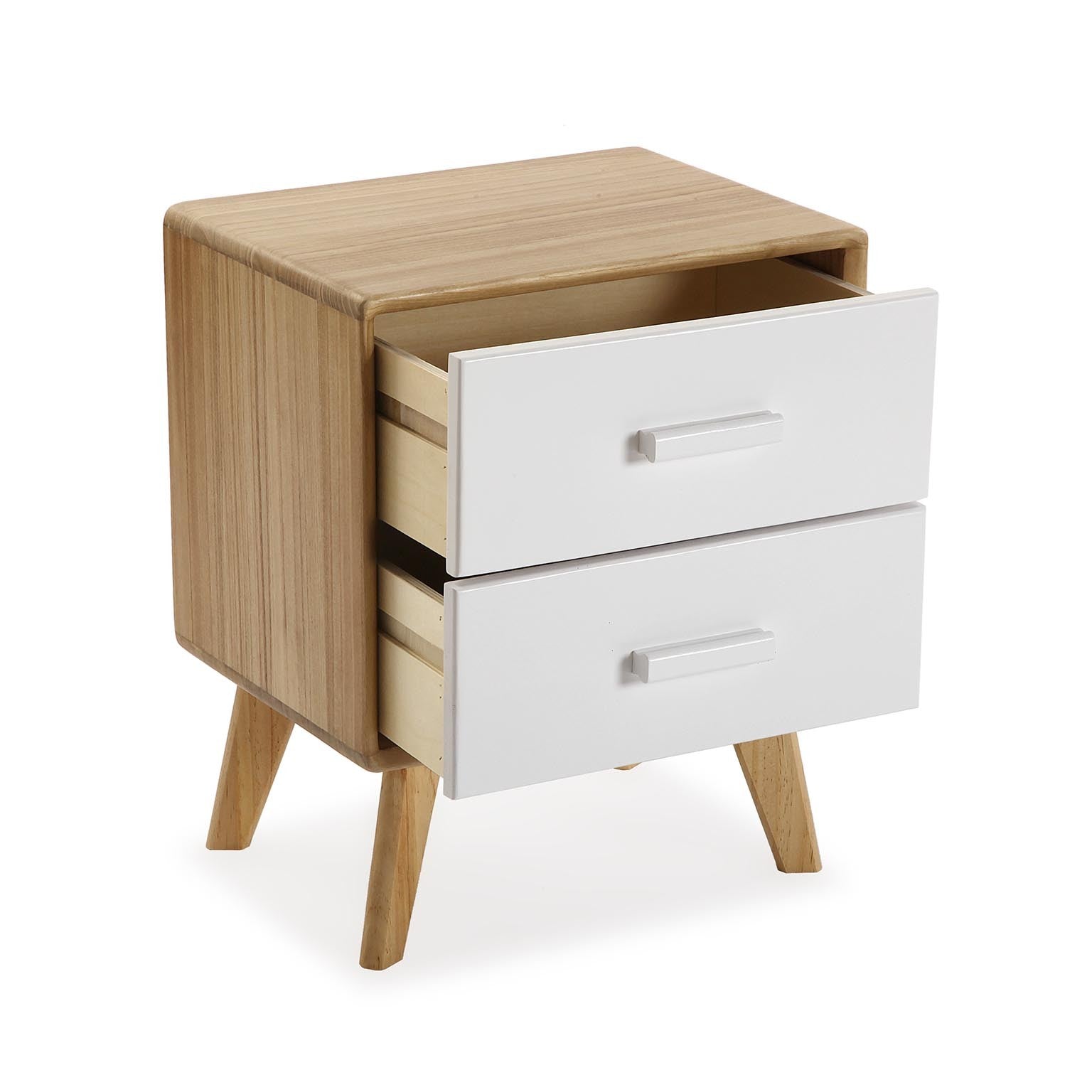 Comodino Nordic Due Cassetti Bianco