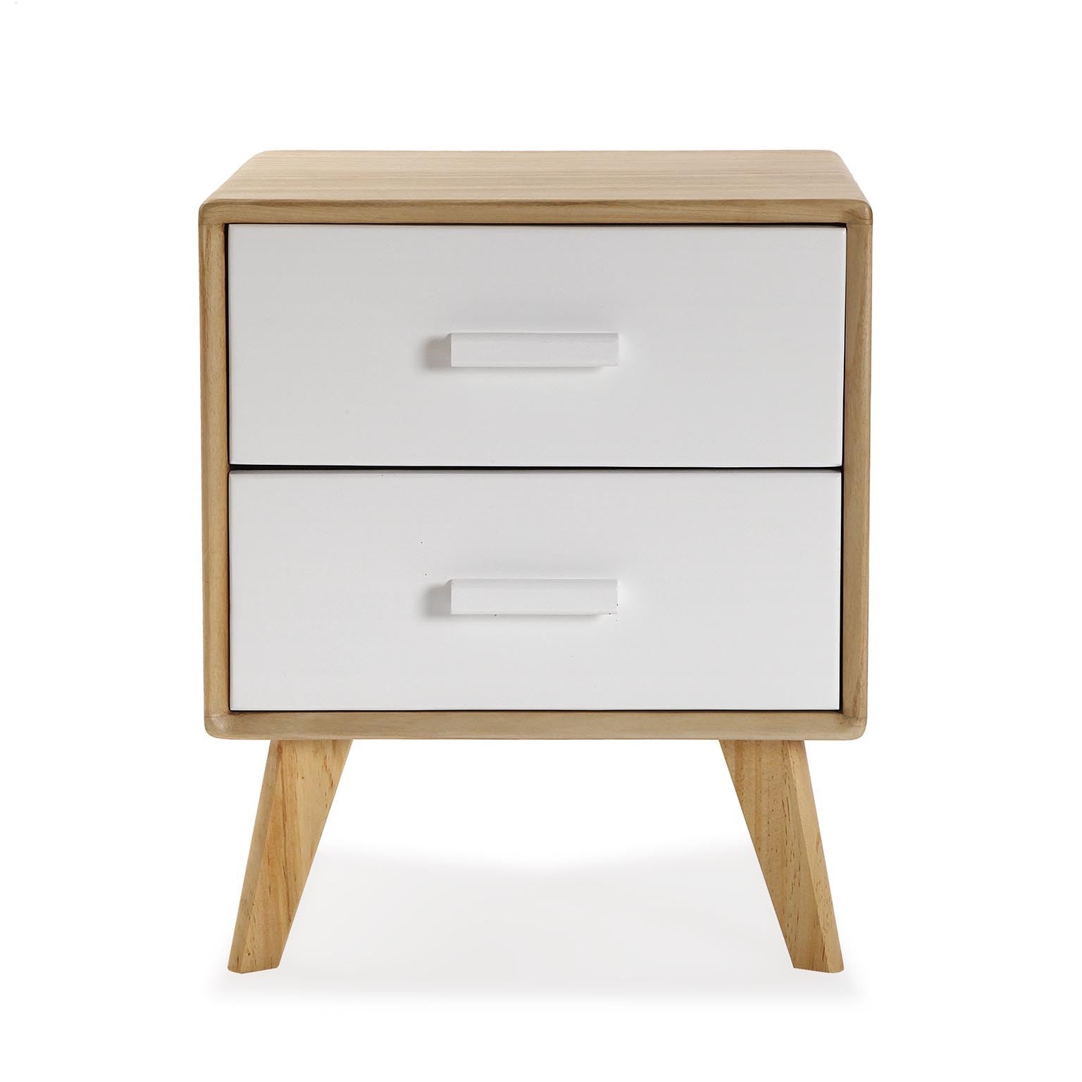 Comodino Nordic Due Cassetti Bianco