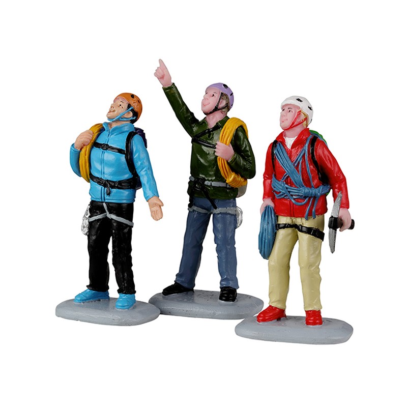 Vertical Mountain Climbers Set Of 3 Lemax figurine decorative per villaggi natalizi con alpinisti in miniatura - DeMatteis.it