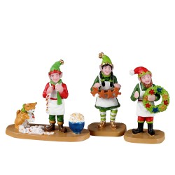 Crafty Elves Set Of 3 Lemax decorazioni natalizie con tre elfi per villaggio di Natale - DeMatteis.it