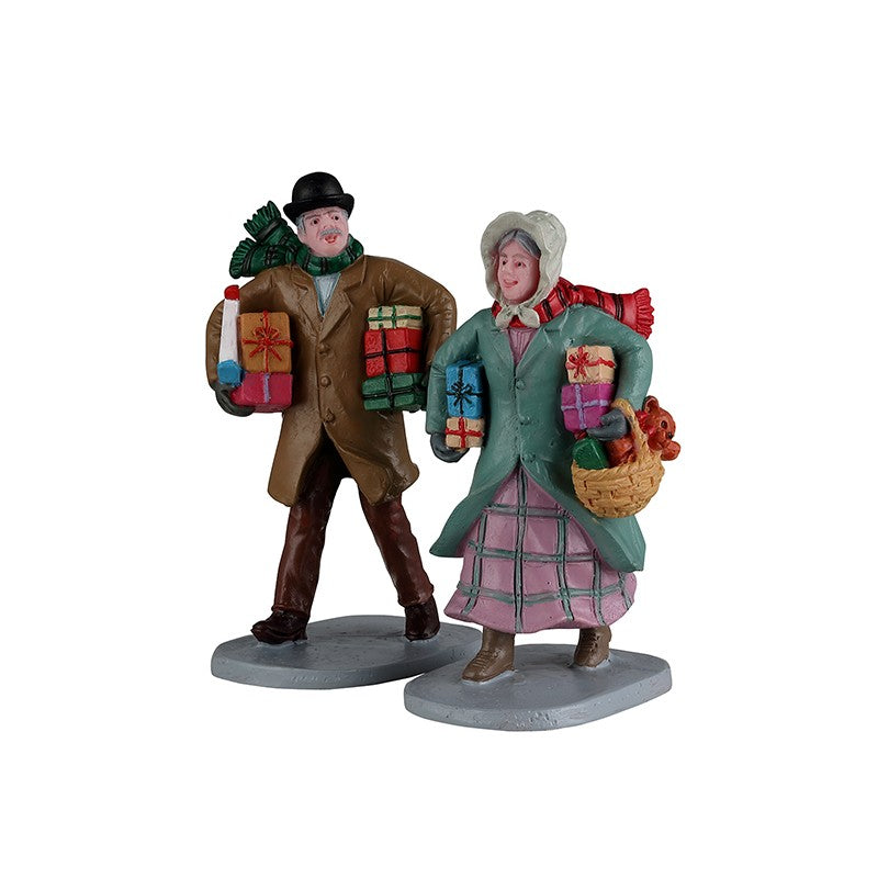 Gifts For The Grandchildren Set Of 2 Lemax figurine decorative per villaggio natalizio con coppia di nonni portaregali - DeMatteis.it