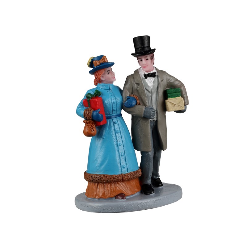 Christmas Shopping Data Lemax figurina decorativa natalizia per villaggio di Natale con coppia vittoriana - DeMatteis.it