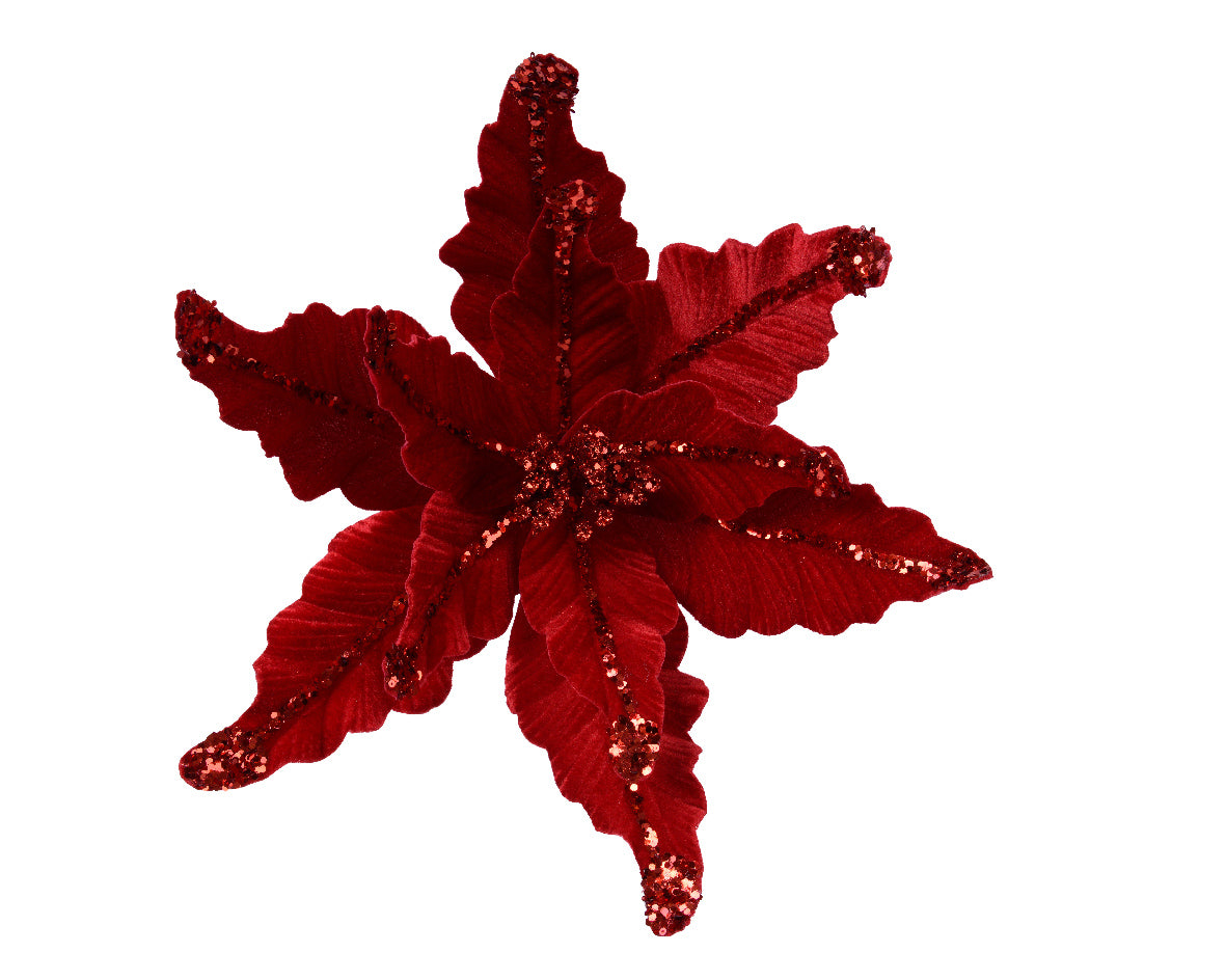 Stella Di Natale D 44X17 Cm Velluto Christmas Red Finitura Oxblood