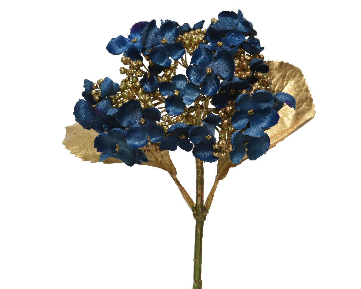 Ortensia Night Blue Foglie Oro 19X15X67 Cm