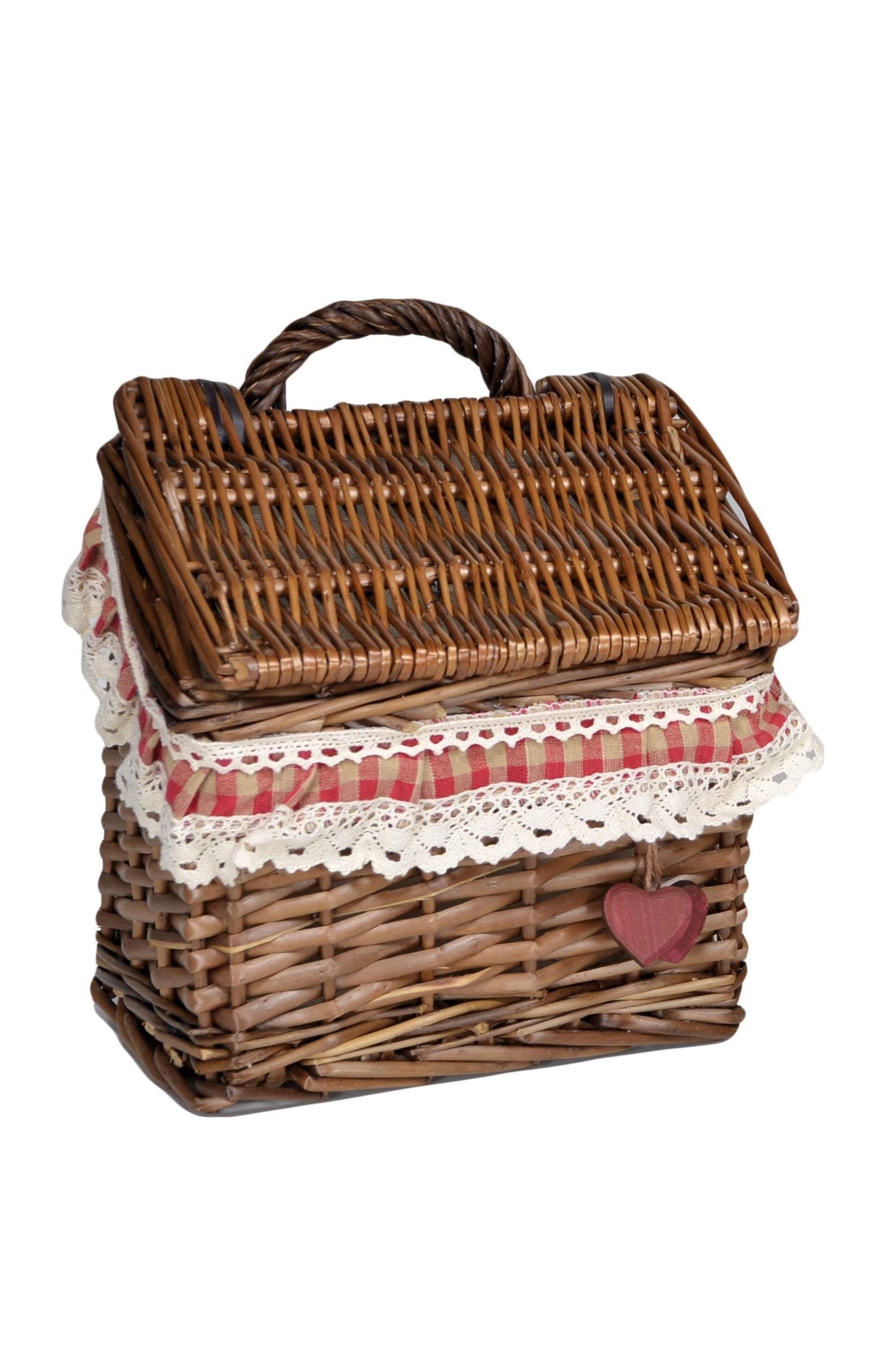 Cesta Portatutto Vimini Stoffa Rossa 21X14X22 Cm