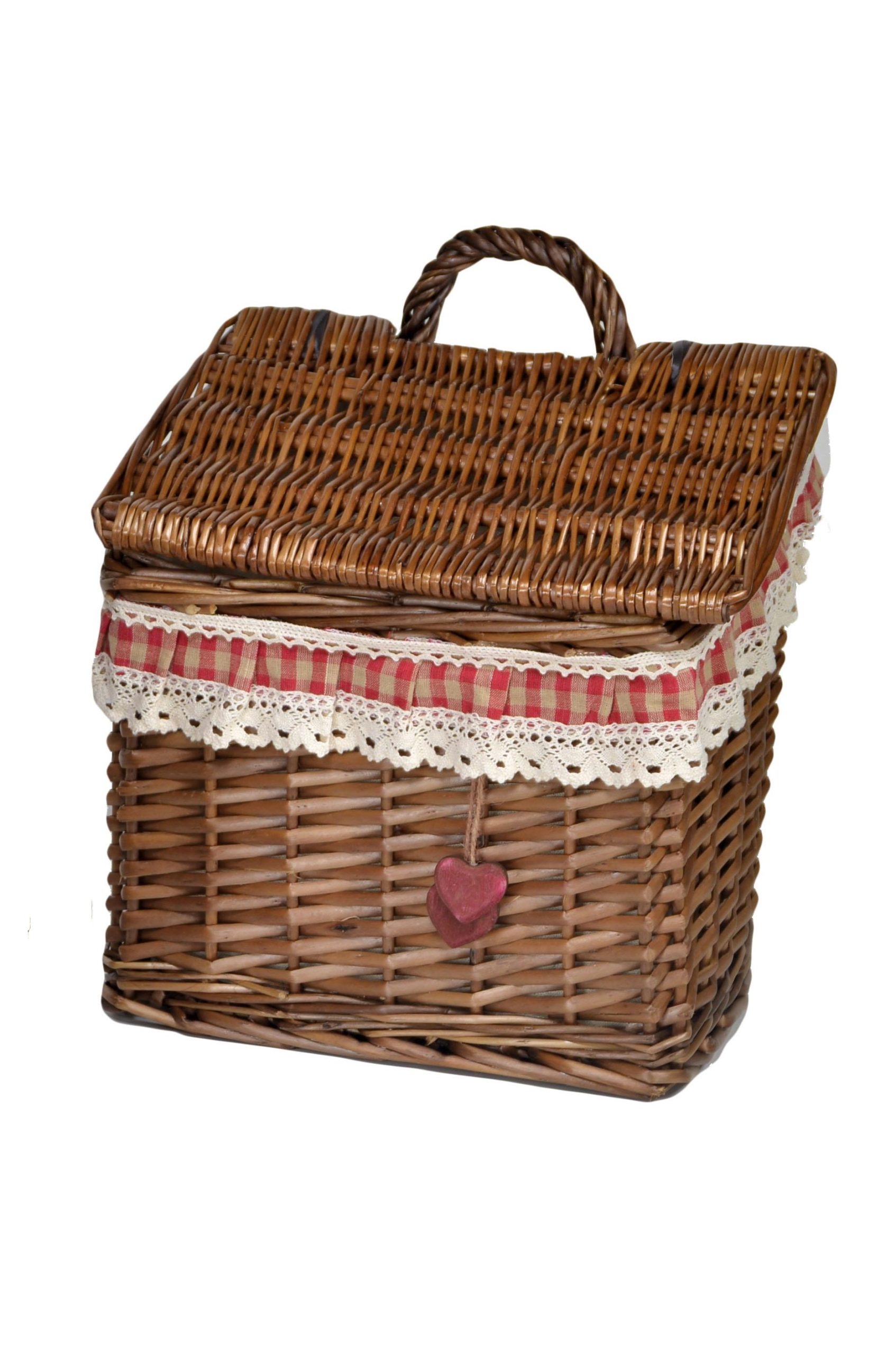 Cesta Portatutto Vimini Stoffa Rossa 27X19X29 Cm