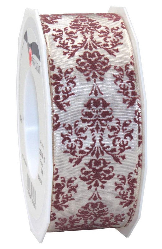 Nastro Brixen decorativo per confezioni regalo lunghezza 20 m altezza 40 mm motivo damascato - DeMatteis.it