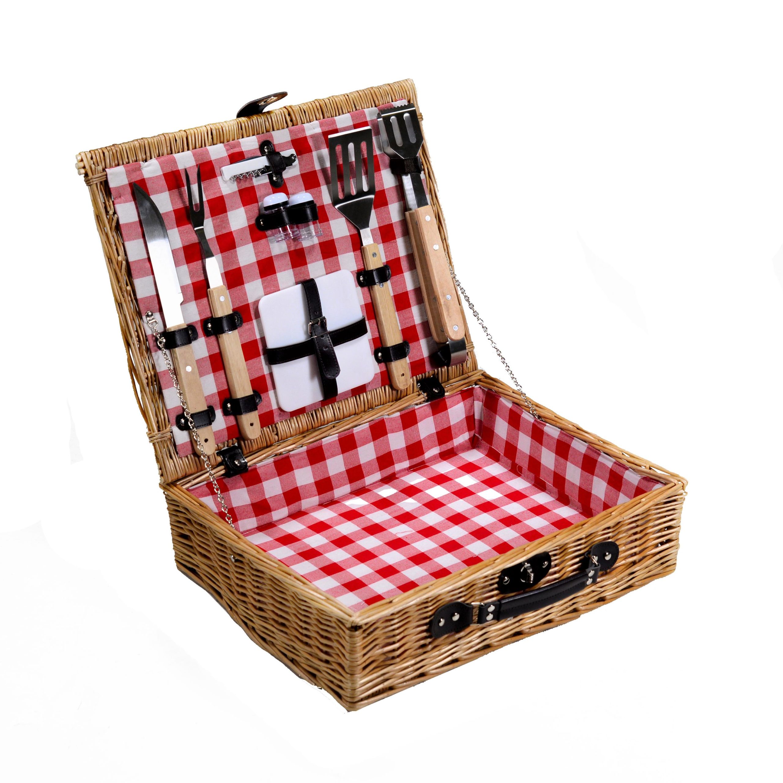Cesto Pic-Nic Campagna Con Accessori Barbecue 50X40X14 Cm
