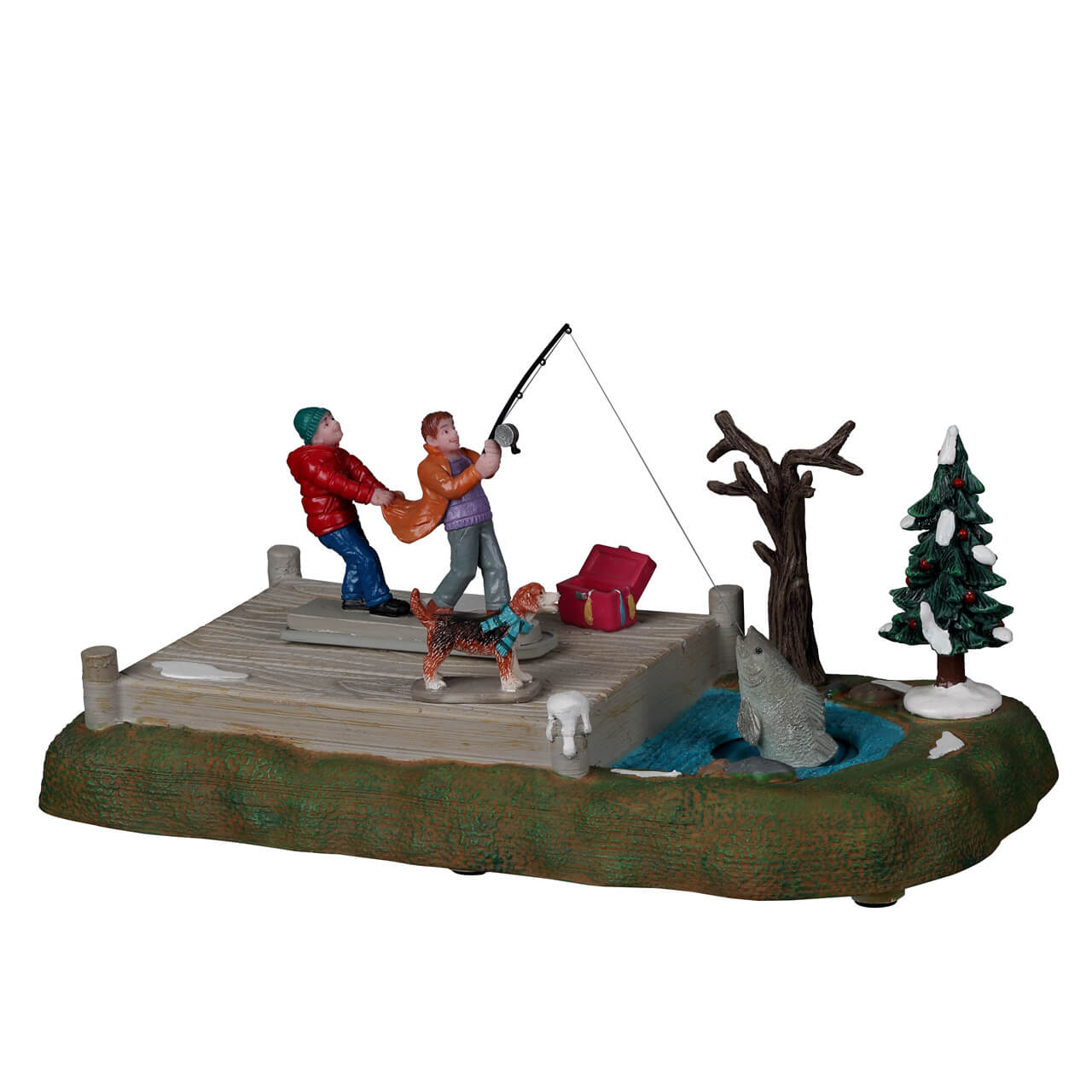 Too Big A Catch Lemax accessorio decorativo per villaggio natalizio con scena di pesca - DeMatteis.it