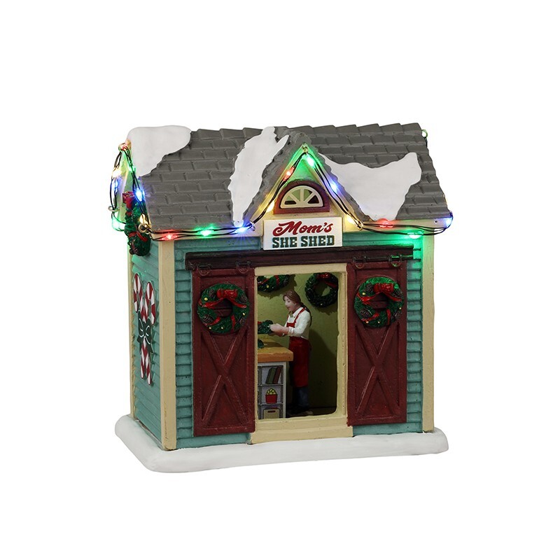 Mom's She Shed Lemax edificio decorativo natalizio illuminato per villaggio di Natale - DeMatteis.it