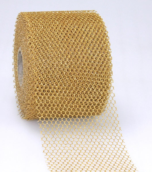 Nastro Siena Oro 72 mm x 20 ml decorativo a rete per fili e catene ornamentali - DeMatteis.it