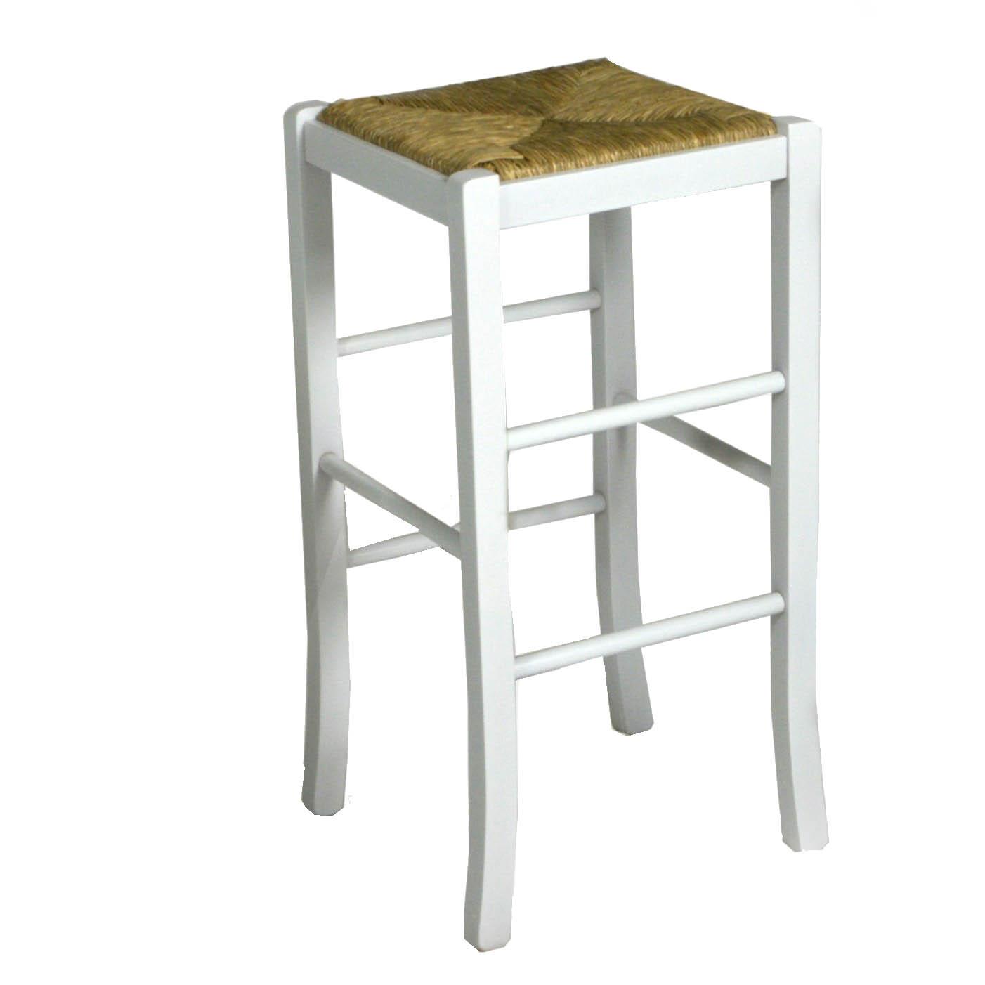 Sgabello Legno Laccato Bianco 42X37,5X73 Cm