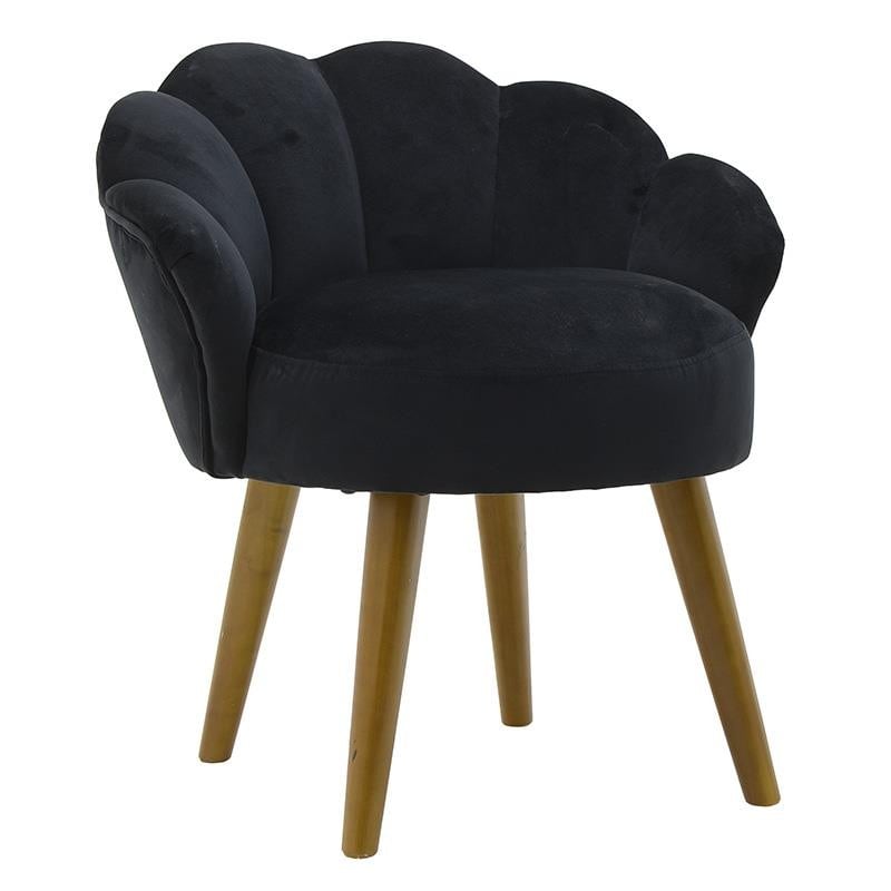 Poltrona Conchiglia Velluto Nero 55X53X61 Cm