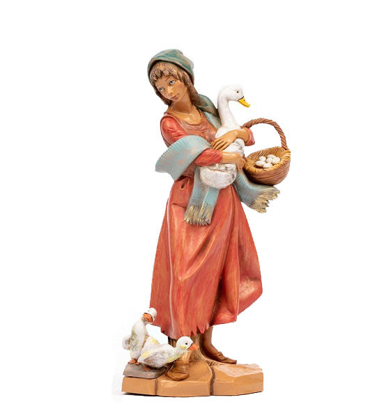 Pastorella Fontanini Con Oche 21 Presepe 30 Cm