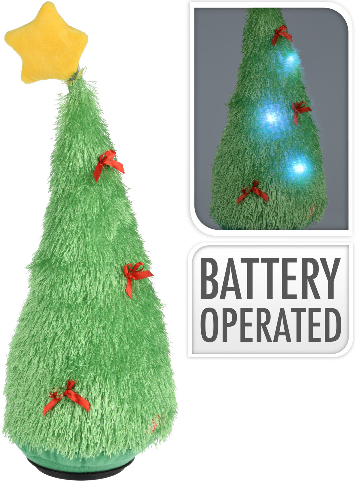 Peluche Albero Natale con musica e luci LED 40 cm a batteria per decorazioni natalizie - DeMatteis.it