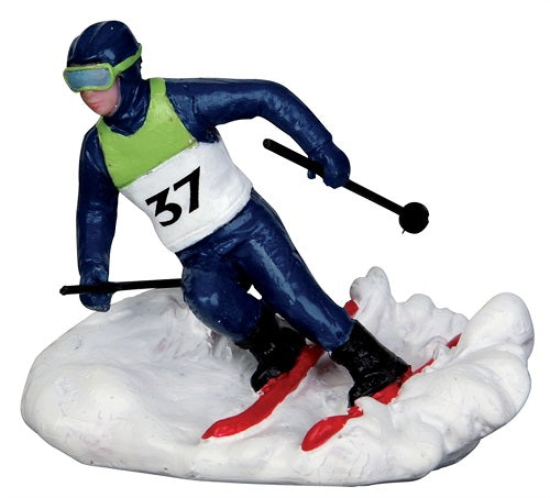 Slalom Racer Lemax figurina decorativa sciatore per villaggio natalizio con pettorale numero 37 - DeMatteis.it