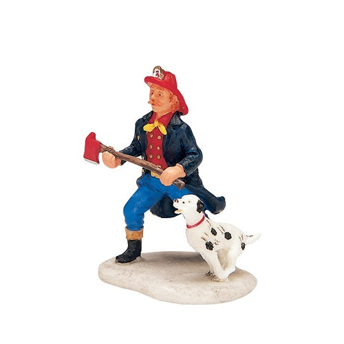 Fireman Lemax figurina decorativa pompiere con cane per villaggio natalizio - DeMatteis.it