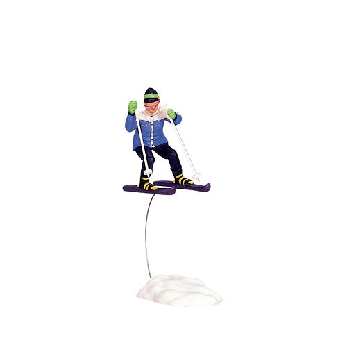 Skiing Girl Lemax figurina decorativa per villaggio natalizio con sciatore in movimento - DeMatteis.it