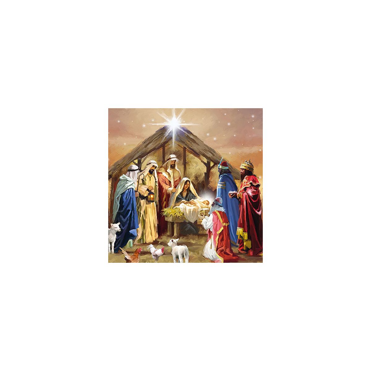 Set 20 tovaglioli Nativity Collage 33 x 33 cm per apparecchiatura tavola natalizia - DeMatteis.it
