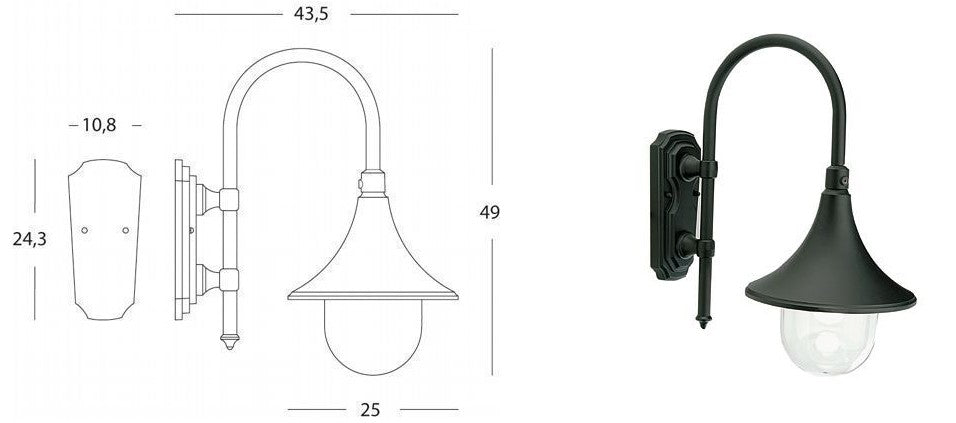 Applique In Basso Lampara Nero Sovil