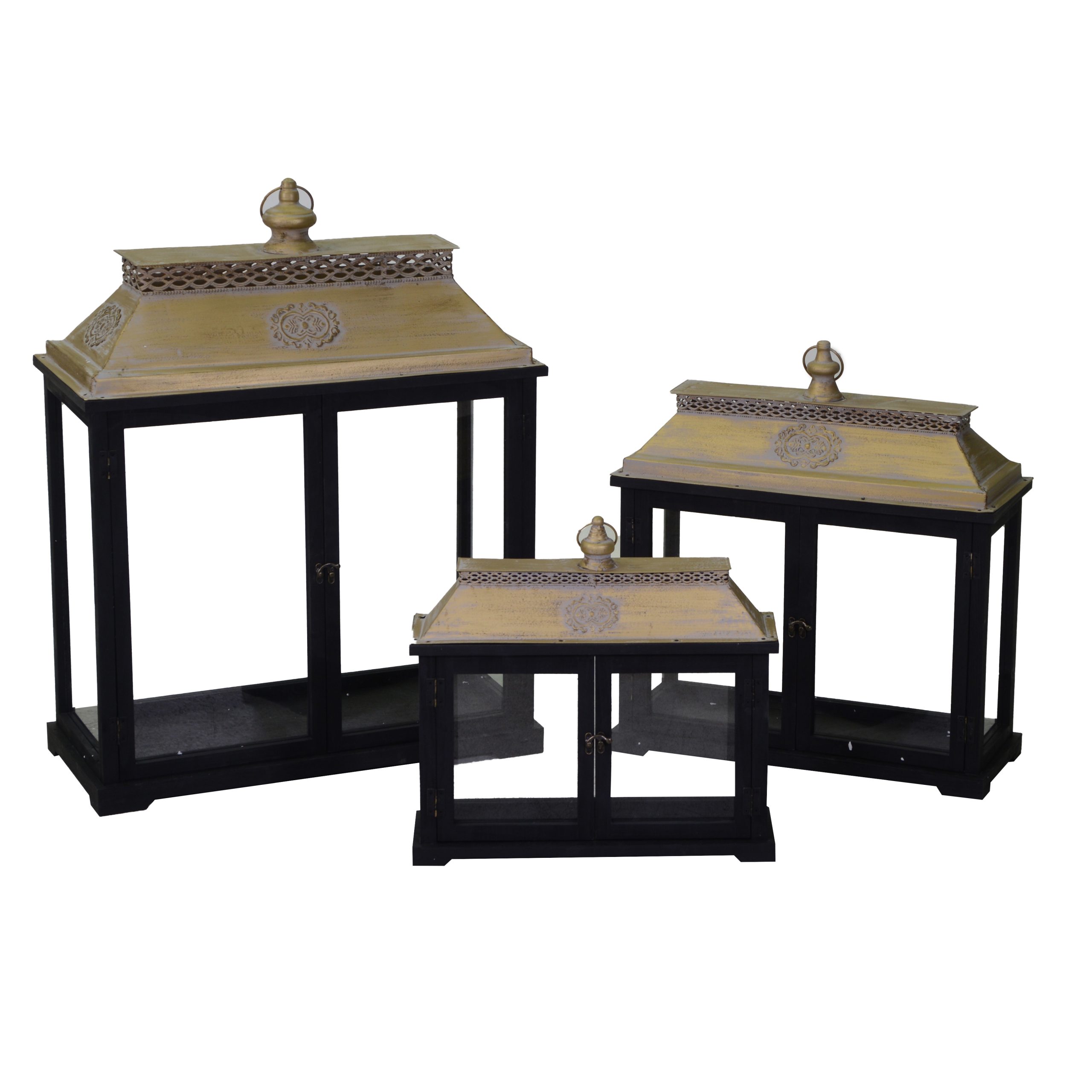 Lanterna Legno Nero 52X20X56 Cm