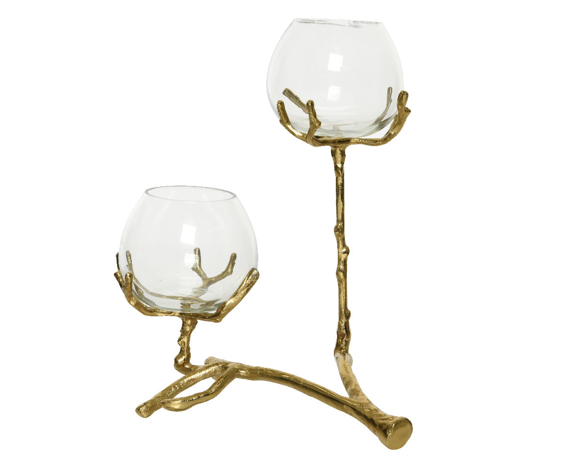 Portacandele Finitura Oro 25X23X28 Cm