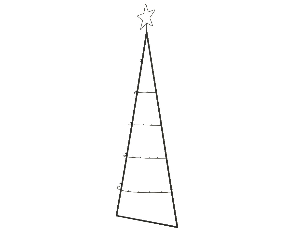 Supporto con ganci forma albero 60x160 cm per appendere decorazioni natalizie con stella in cima - DeMatteis.it