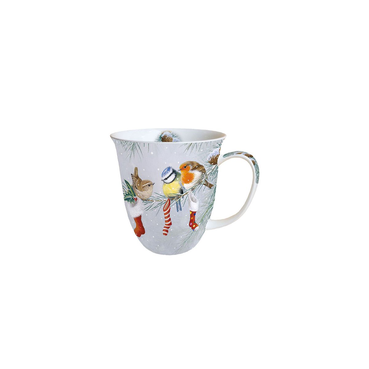 Mug Christmas da 400 ml tazza in ceramica con decorazioni natalizie e uccellini - DeMatteis.it