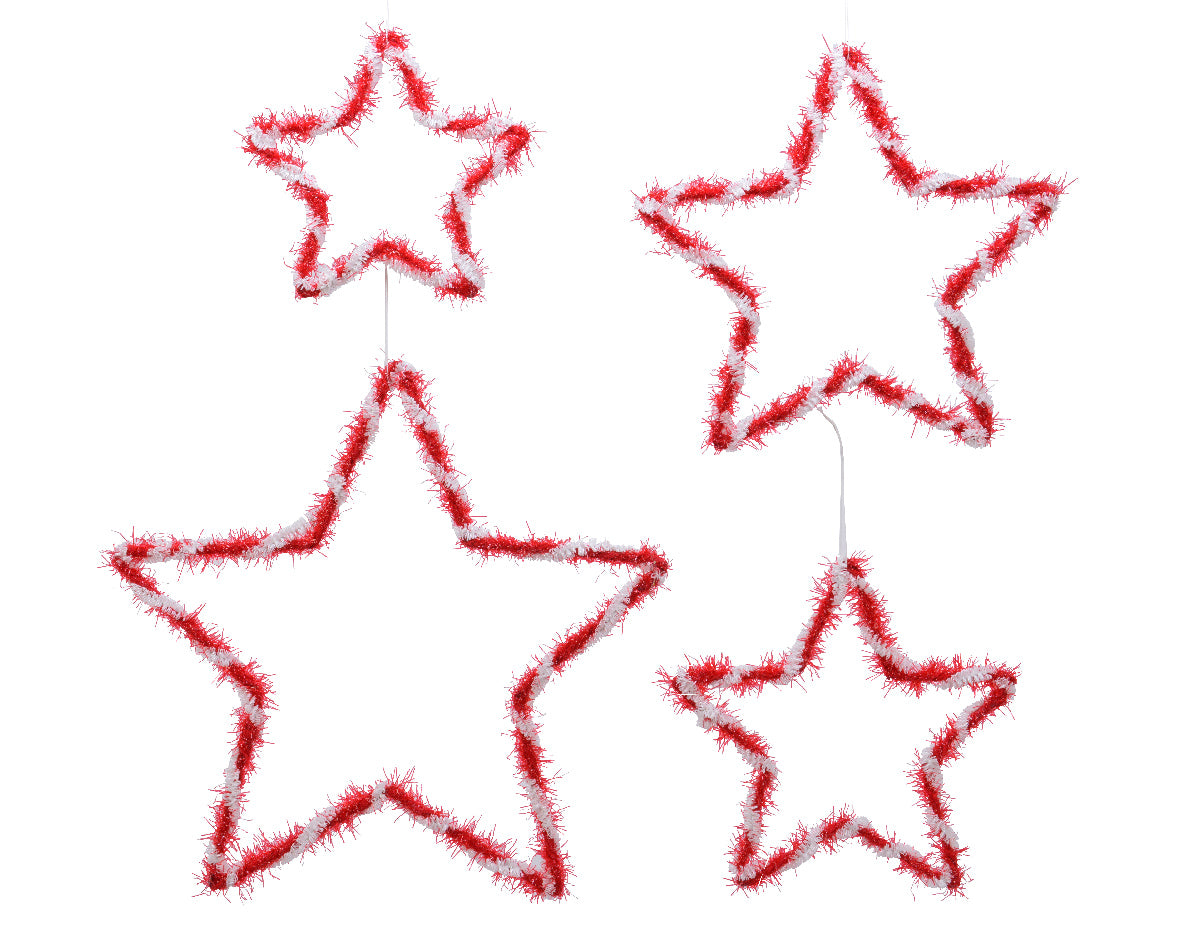 Set 4 Stelle decorative natalizie per addobbi nelle misure 38 cm, 30 cm, 25 cm e 20 cm di diametro - DeMatteis.it