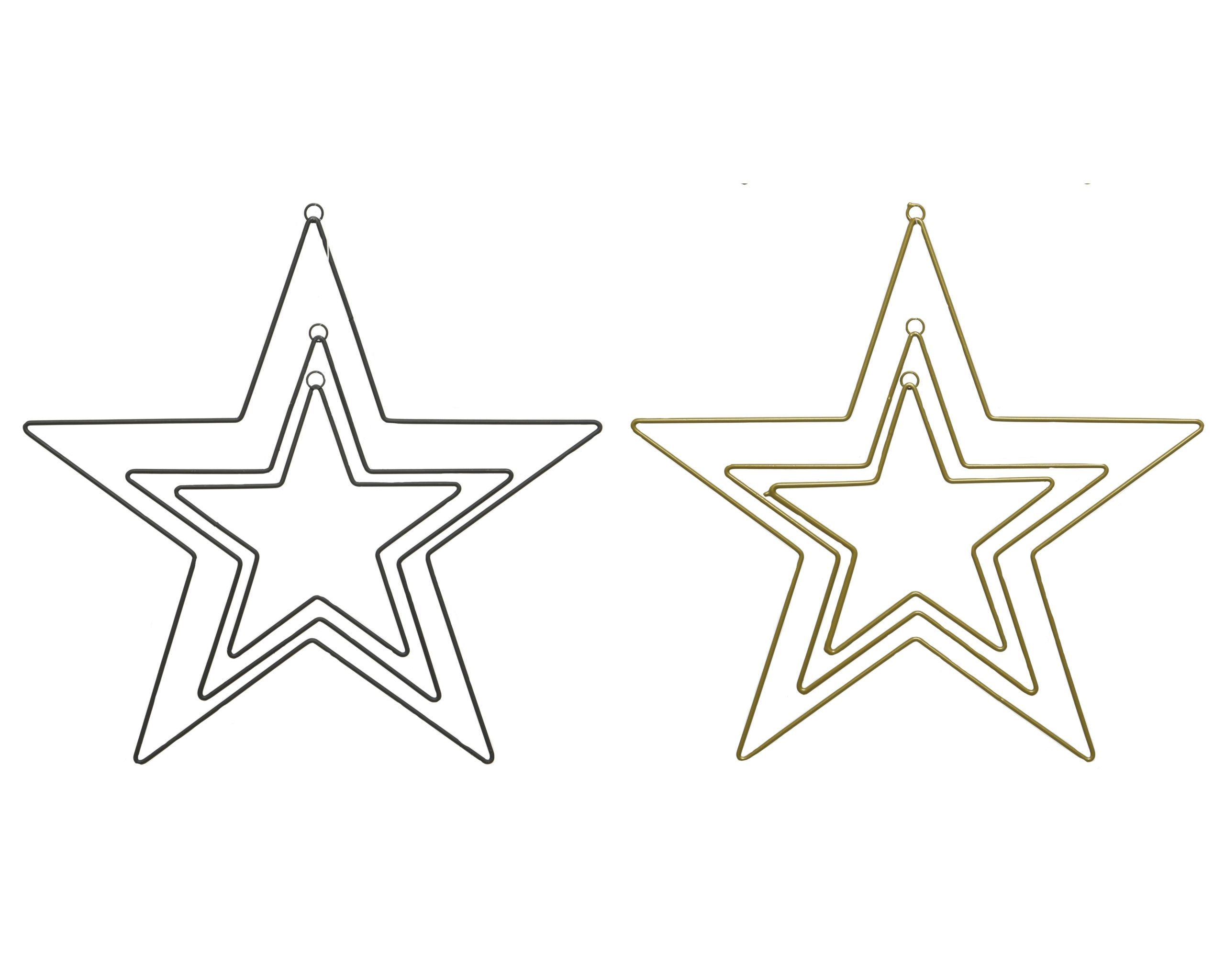 Set 3 stelle metalliche decorative diametro 30 cm spessore 1 cm finitura oro e argento - DeMatteis.it