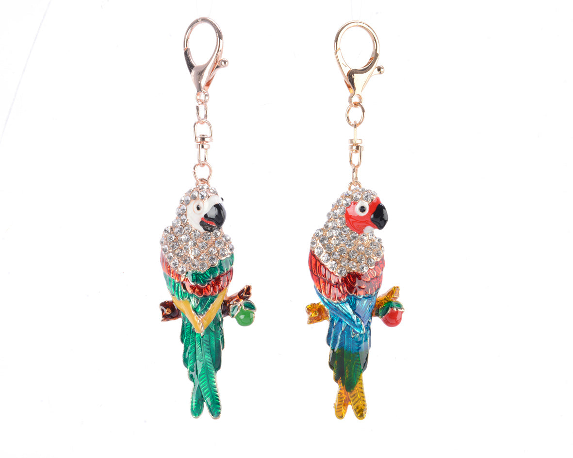 Portachiavi Pappagallo decorativo con clip metallica altezza 15 cm con decori glitter - DeMatteis.it
