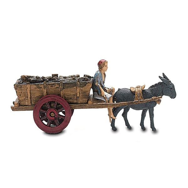 Uomo Su Carretto Con Asino Presepe 6 Cm Landi