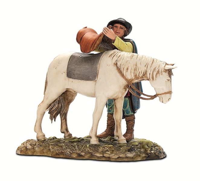 Pastore Gruppo Uomo E Cavallo Cm 10 Stile 700 Landi