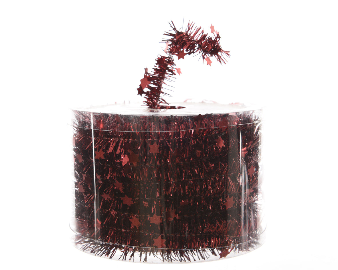 Ghirlanda Stelle decorativa in plastica oxblood 3,5 x 700 cm per addobbi natalizi - DeMatteis.it