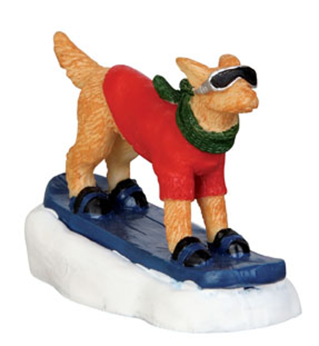 Snowboarding Dog Lemax figurina decorativa per villaggio natalizio con cane golden retriever su snowboard - DeMatteis.it