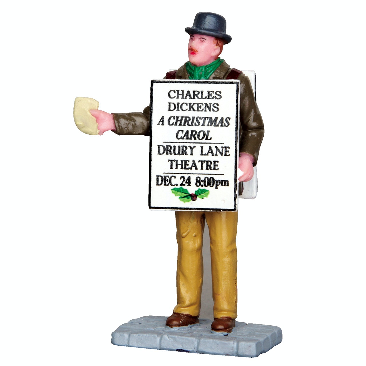 Sandwich Board Man Lemax figurina decorativa per villaggio natalizio con cartello pubblicitario - DeMatteis.it