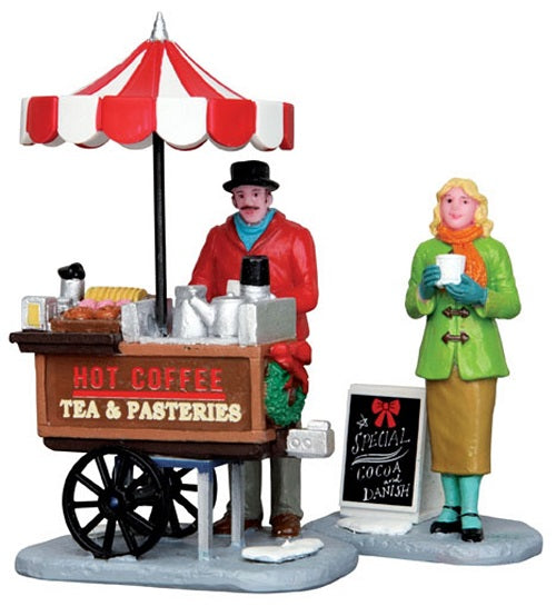 Winter Refreshments Set Of2 Lemax set decorativo natalizio con carrello bevande calde e personaggi per villaggi miniatura - DeMatteis.it