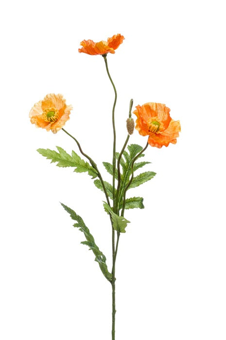 Ramo Papaveri 64 Cm Giallo Arancione