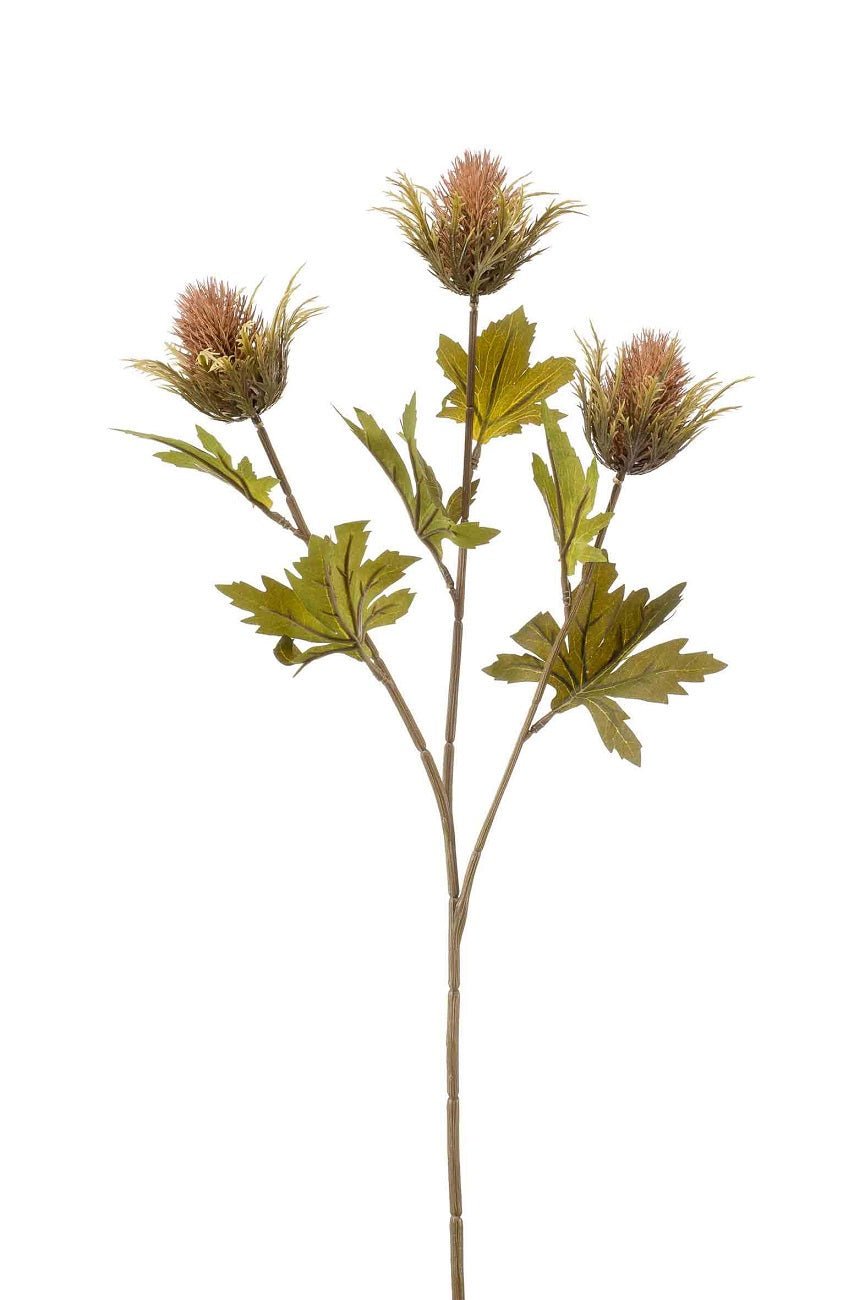 Eryngium spray artificiale da 64 cm per decorazioni floreali con tre fiori e foglie - DeMatteis.it