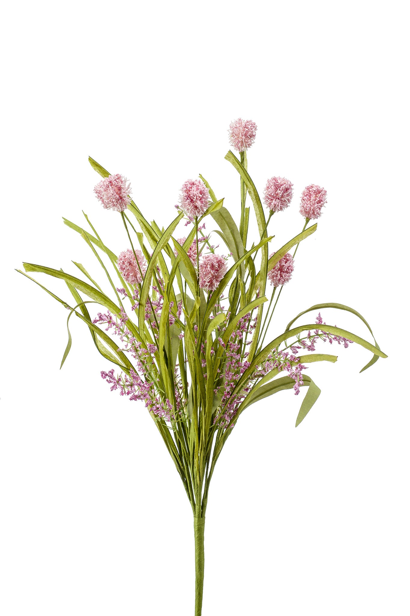 Ramo Fiori Finti Pom Pom Rosa 48 Cm