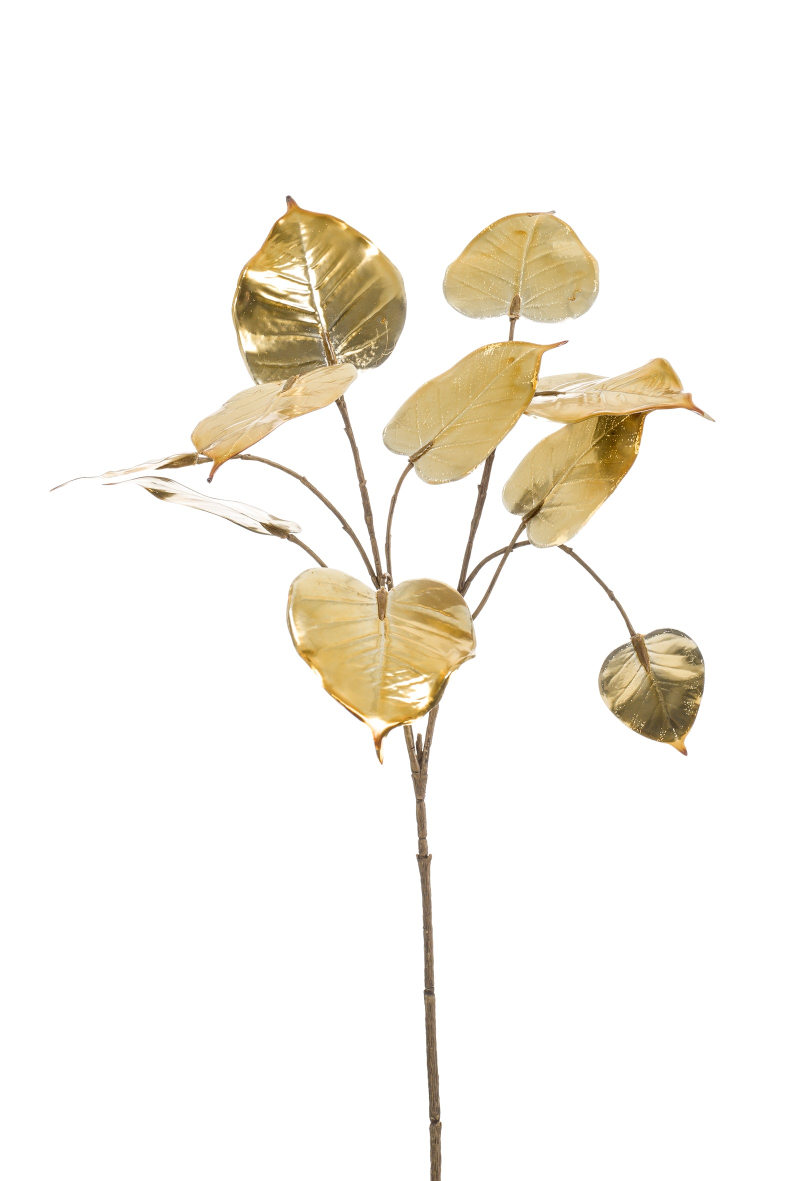 Ramo Foglie Fico Oro da 60 cm per decorazione artificiale con foglie dorate - DeMatteis.it