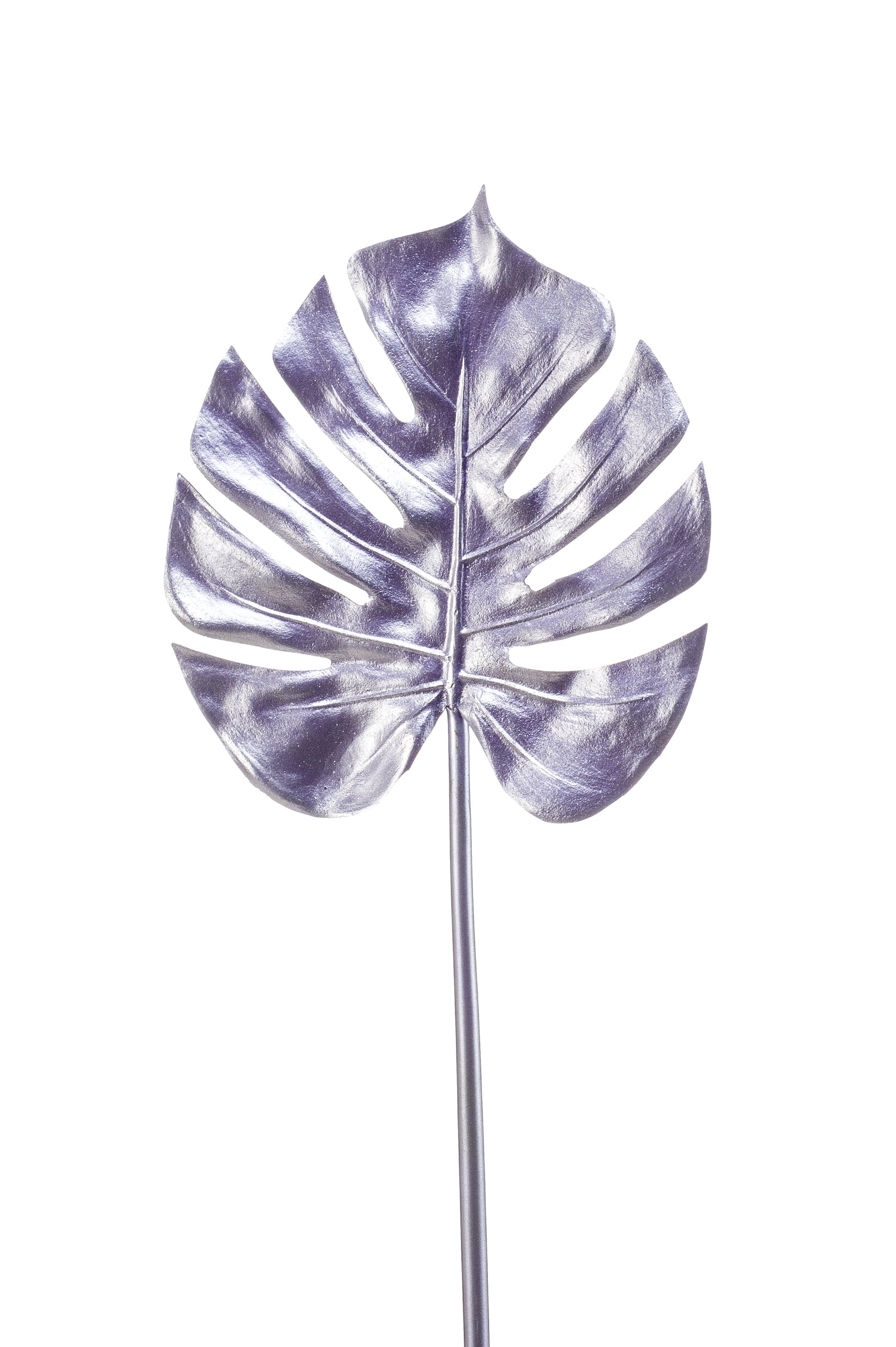 Foglia Pianta Monstera Viola 68 cm per decorazione artificiale con gambo - DeMatteis.it