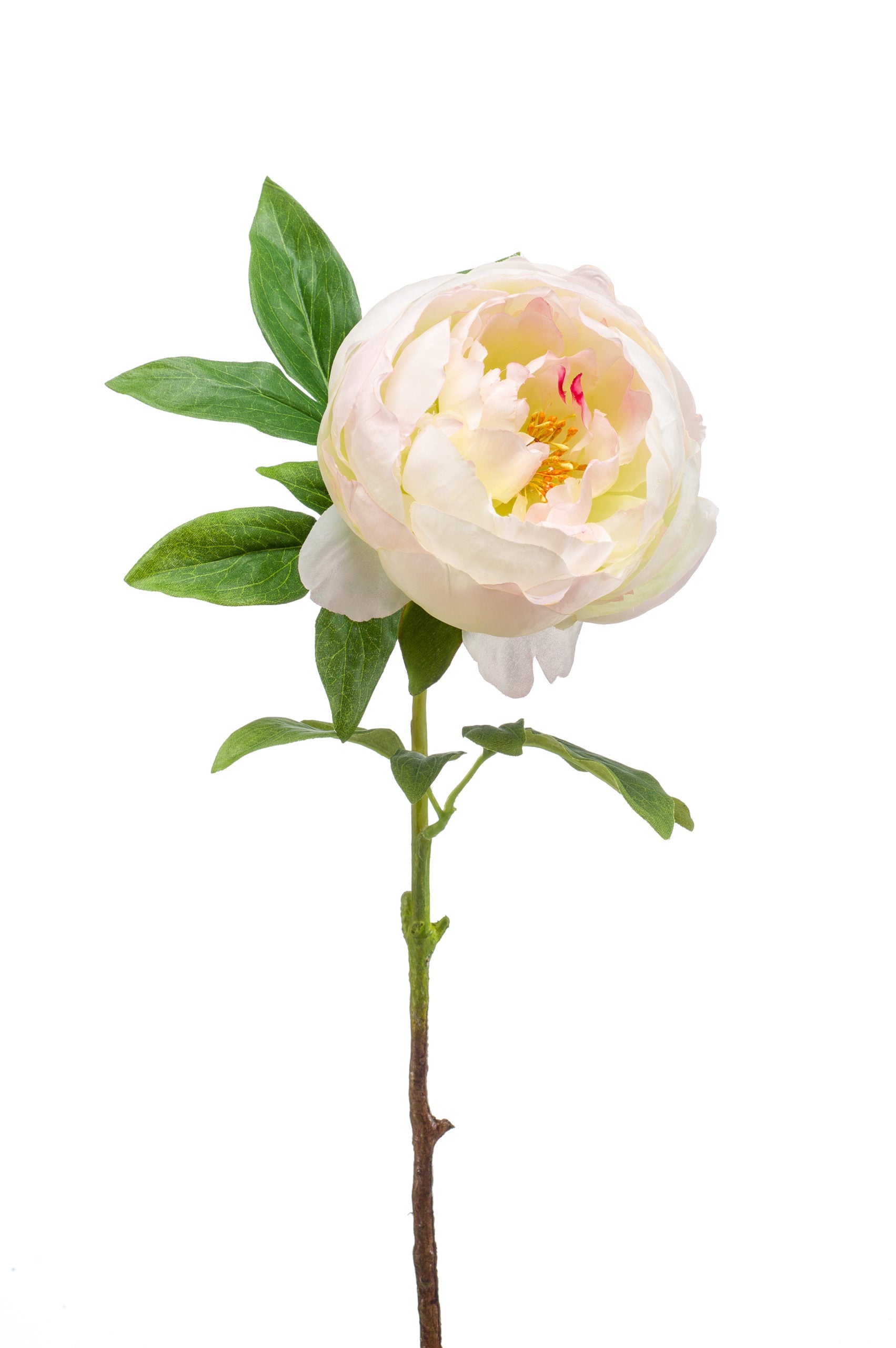 Peonia Fiore Finto Crema Rosa 63 Cm