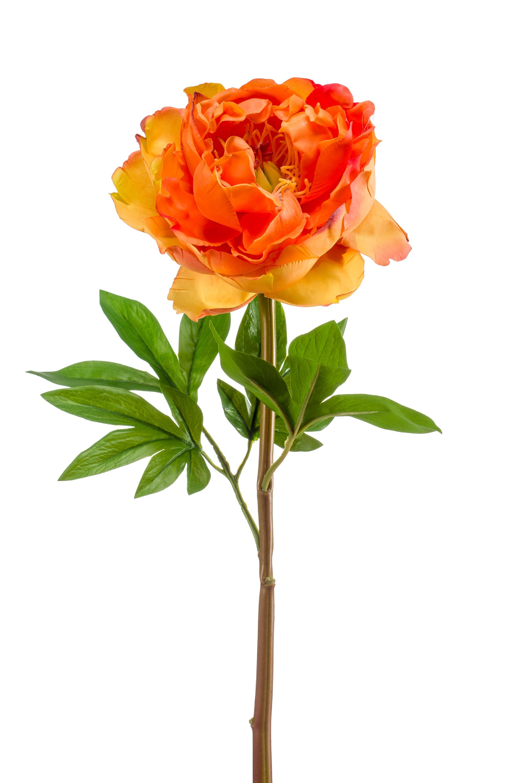 Peonia Fiore Finto Arancione 65 Cm