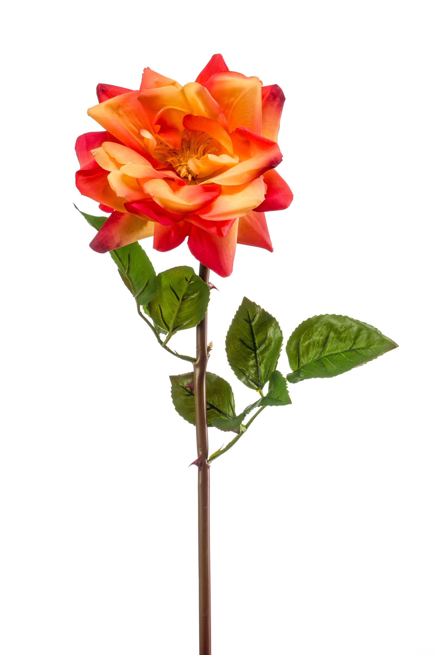 Rosa Fiore Finto Arancione 65 Cm