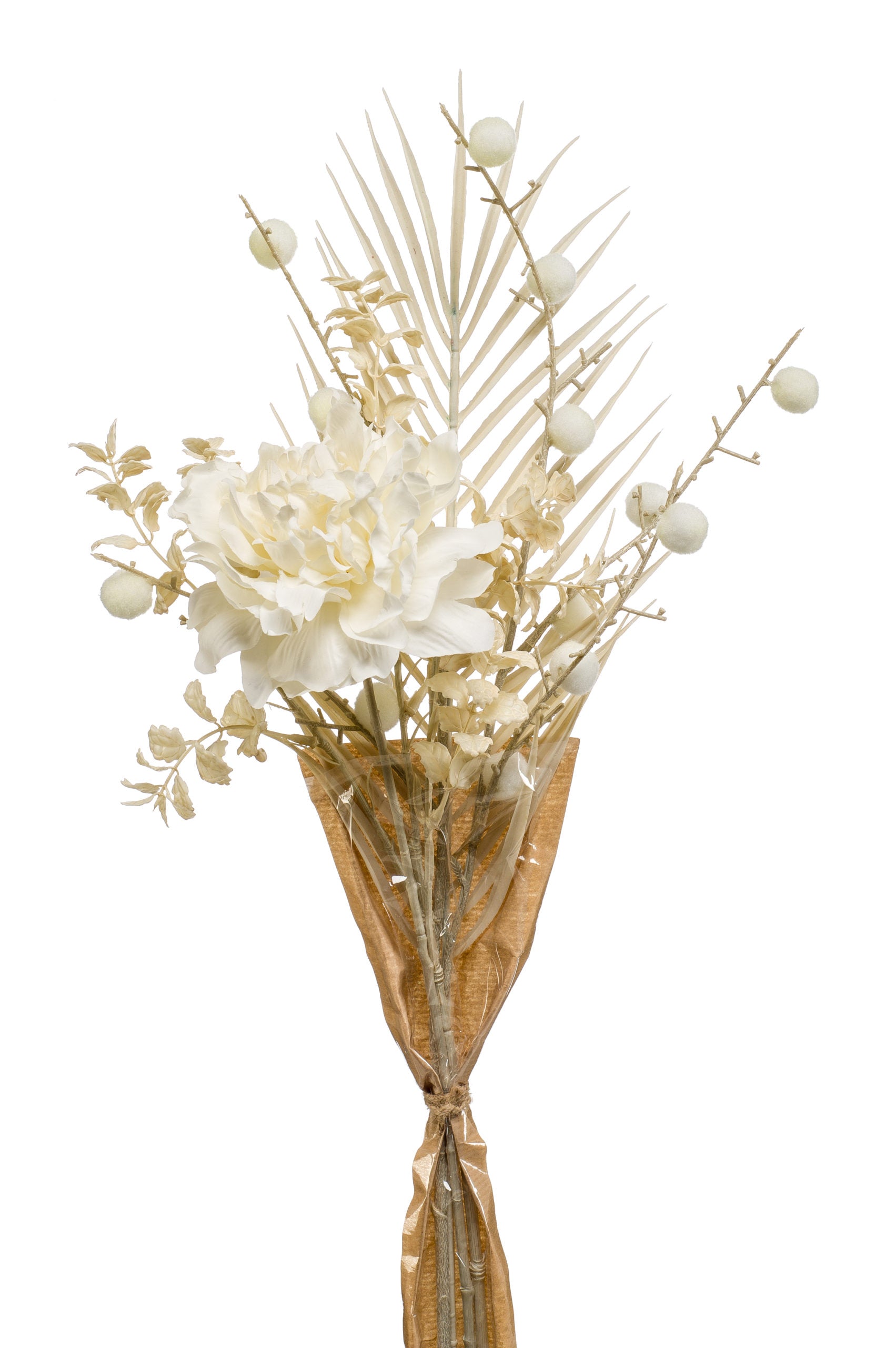 Peonia Fiore Finto Crema 58 Cm