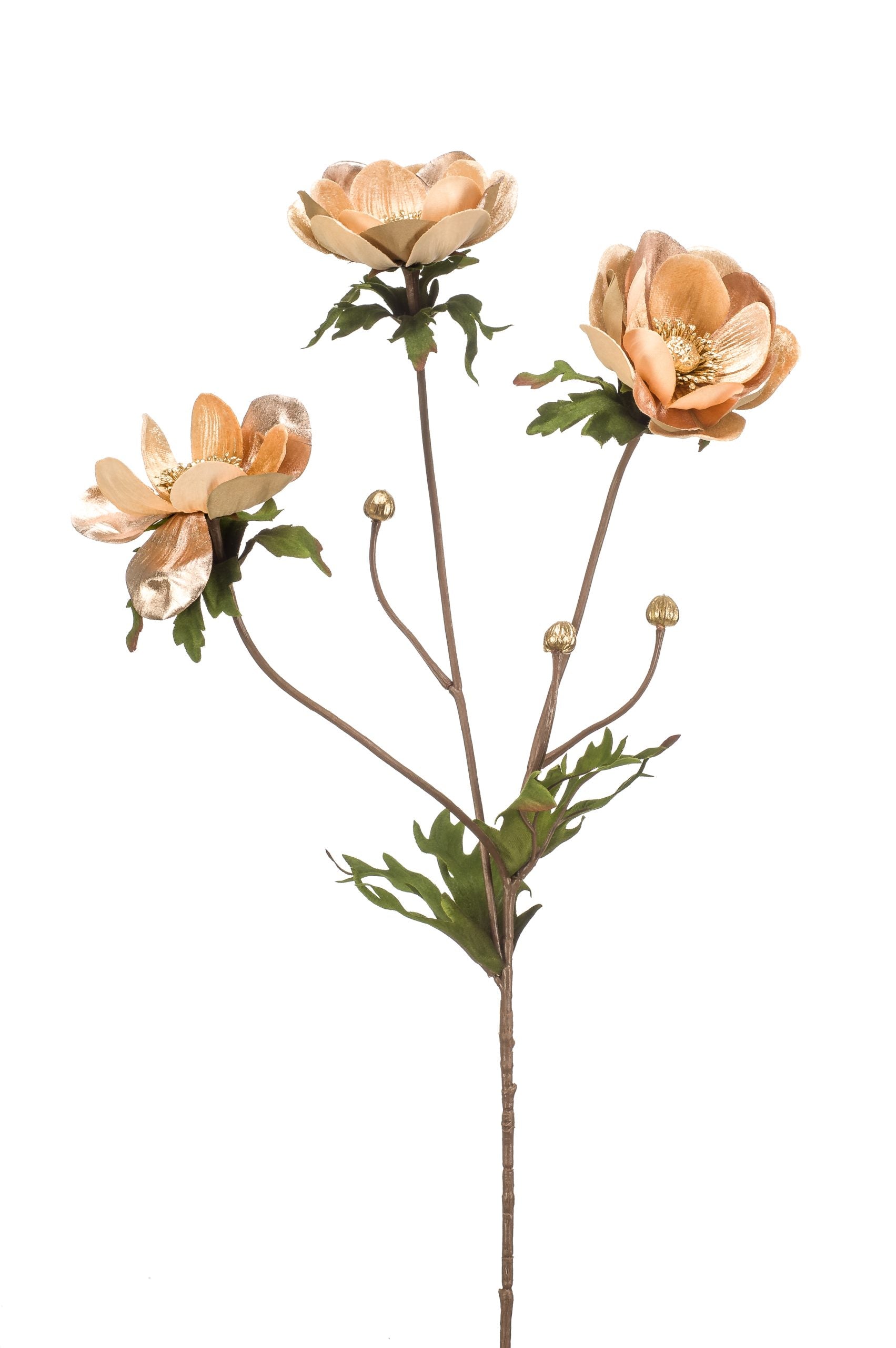 Anemone Glamour Beige 75 cm fiore artificiale decorativo con stelo e foglie per decorazioni d'interni - DeMatteis.it