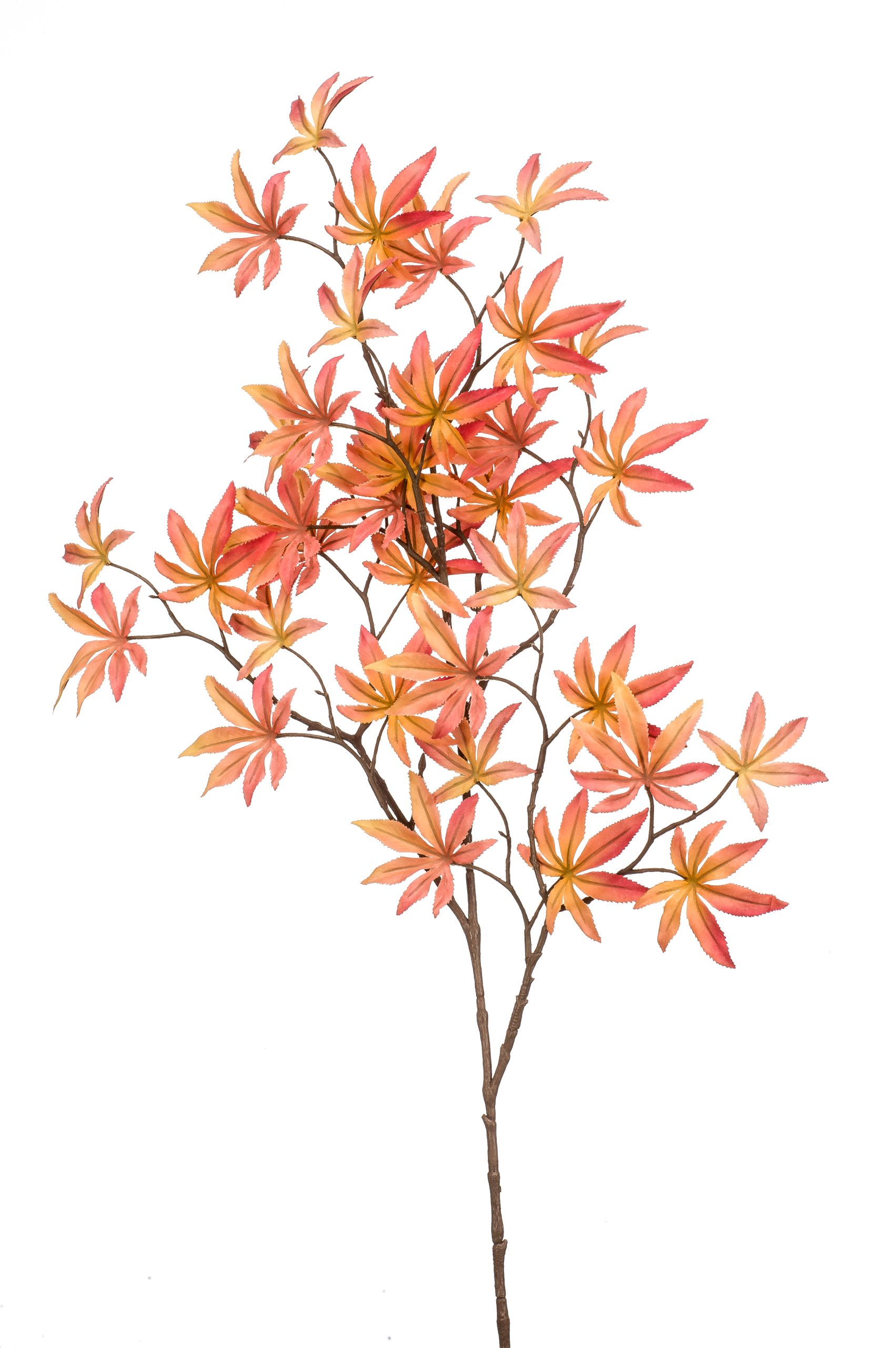 Ramo Foglie Acero Giapponese Rosa Arancione 88 Cm
